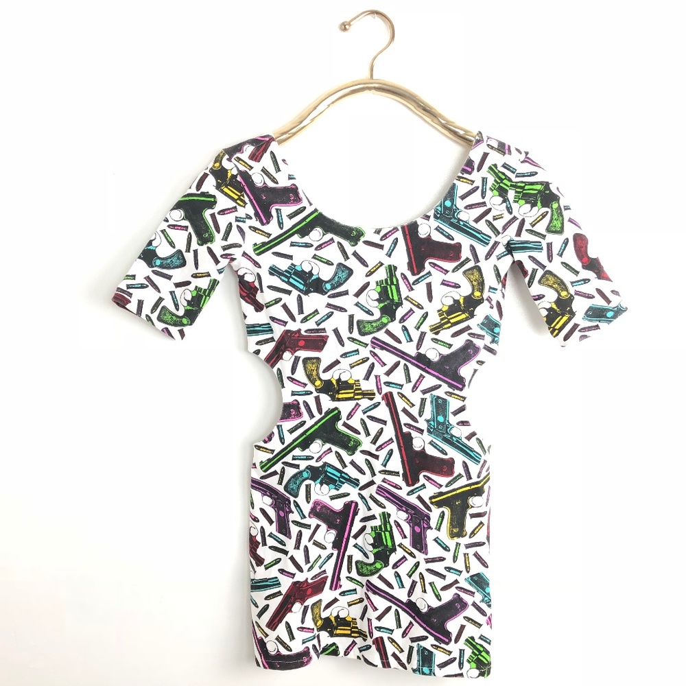 Betsey Johnson Dress Multi Bang Gun Bullet Bodycon